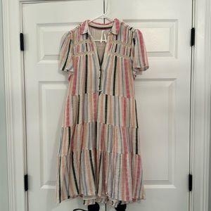 Anthropologie Georgiana tiered cotton shirt dress size small